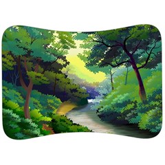 Landscape Illustration Nature Forest River Water Velour Seat Head Rest Cushion by Mog4mog4