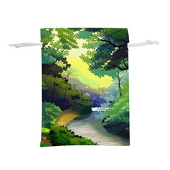 Landscape Illustration Nature Forest River Water Lightweight Drawstring Pouch (s) by Mog4mog4