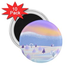 Vector Winter Landscape Sunset Evening Snow 2 25  Magnets (10 Pack) 