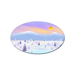 Vector Winter Landscape Sunset Evening Snow Sticker Oval (100 Pack) by Mog4mog4
