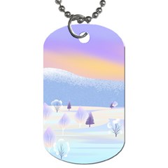 Vector Winter Landscape Sunset Evening Snow Dog Tag (two Sides) by Mog4mog4