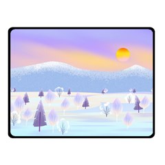 Vector Winter Landscape Sunset Evening Snow Two Sides Fleece Blanket (small) by Mog4mog4