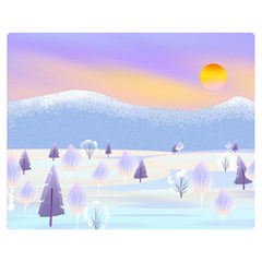 Vector Winter Landscape Sunset Evening Snow Two Sides Premium Plush Fleece Blanket (medium) by Mog4mog4