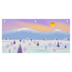 Vector Winter Landscape Sunset Evening Snow Banner And Sign 6  X 3  by Mog4mog4