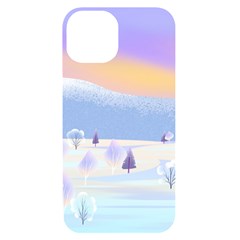 Vector Winter Landscape Sunset Evening Snow Iphone 14 Black Uv Print Case by Mog4mog4