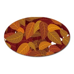 Watercolor Leaves Leaf Orange Oval Magnet by Bakwanart