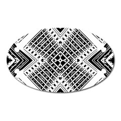 Black And White Modern Texture Seamless Print Fabric Pattern Oval Magnet by Bakwanart