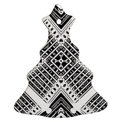 Black And White Modern Texture Seamless Print Fabric Pattern Christmas Tree Ornament (two Sides) by Bakwanart