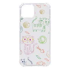 Cats And Food Doodle Seamless Pattern Iphone 14 Tpu Uv Print Case