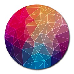 Multicolored Geometric Origami Idea Pattern Round Mousepad by Bakwanart