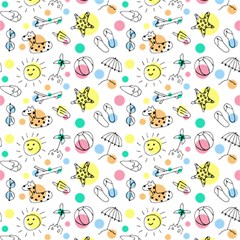 Summer Pattern Colorful Drawing Doodle Play Mat (rectangle) by Bakwanart