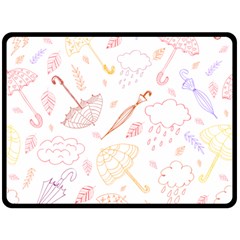 Weather Umbrella Rain Cloud Seamless Doodle Pattern Fleece Blanket (large) by Bakwanart