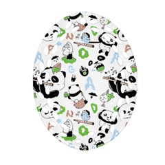 Giant Panda Bear Pattern Ornament (oval Filigree) by Bakwanart