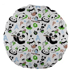Giant Panda Bear Pattern Large 18  Premium Flano Round Cushions by Bakwanart