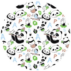 Giant Panda Bear Pattern Wooden Puzzle Round by Bakwanart