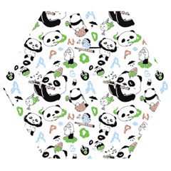 Giant Panda Bear Pattern Wooden Puzzle Hexagon by Bakwanart