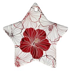 Red Hibiscus Flowers Art Ornament (star) by Bakwanart