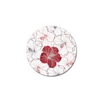 Red Hibiscus Flowers Art Golf Ball Marker Front