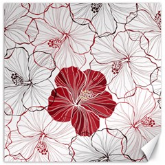 Red Hibiscus Flowers Art Canvas 20  X 20  by Bakwanart
