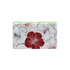 Red Hibiscus Flowers Art Cosmetic Bag (xs) by Bakwanart