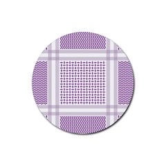 Square Purple Pattern Bead Purple Keffiyeh Purple Geometric Headdress Angle Violet Rectangle Rubber Round Coaster (4 Pack) by Bakwanart