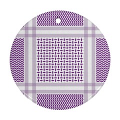 Square Purple Pattern Bead Purple Keffiyeh Purple Geometric Headdress Angle Violet Rectangle Round Ornament (two Sides) by Bakwanart