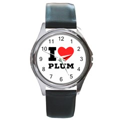 I Love Plum Round Metal Watch by ilovewhateva