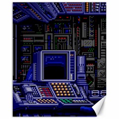 Blue Computer Monitor With Chair Game Digital Wallpaper, Digital Art Canvas 16  X 20  by Bakwanart