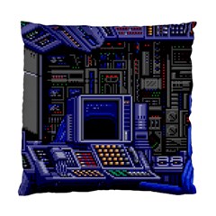 Blue Computer Monitor With Chair Game Digital Wallpaper, Digital Art Standard Cushion Case (one Side) by Bakwanart