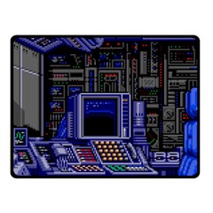 Blue Computer Monitor With Chair Game Digital Wallpaper, Digital Art Fleece Blanket (small) by Bakwanart