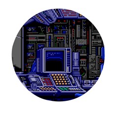 Blue Computer Monitor With Chair Game Digital Wallpaper, Digital Art Mini Round Pill Box (pack Of 3) by Bakwanart