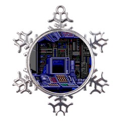 Blue Computer Monitor With Chair Game Digital Wallpaper, Digital Art Metal Large Snowflake Ornament
