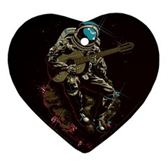 Astronaut Playing Guitar Parody Ornament (heart) by Bakwanart