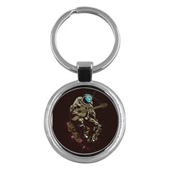 Astronaut Playing Guitar Parody Key Chain (round) by Bakwanart