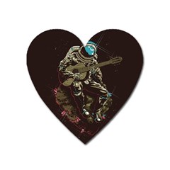 Astronaut Playing Guitar Parody Heart Magnet by Bakwanart