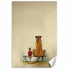 Tiger Sitting Beside Boy Painting Parody Cartoon Canvas 20  X 30  by Bakwanart