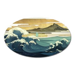 Sea Asia, Waves Japanese Art The Great Wave Off Kanagawa Oval Magnet by Bakwanart