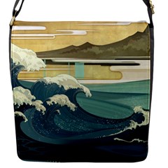 Sea Asia, Waves Japanese Art The Great Wave Off Kanagawa Flap Closure Messenger Bag (s) by Bakwanart