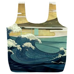 Sea Asia, Waves Japanese Art The Great Wave Off Kanagawa Full Print Recycle Bag (xxl) by Bakwanart