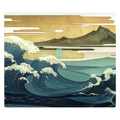 Sea Asia, Waves Japanese Art The Great Wave Off Kanagawa Premium Plush Fleece Blanket (small)