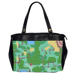 Green Retro Games Pattern Oversize Office Handbag (2 Sides) by Bakwanart