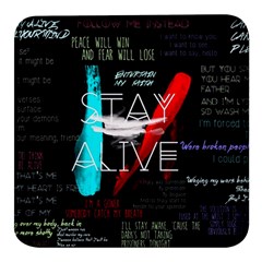 Stay Alive Square Glass Fridge Magnet (4 Pack) by Bakwanart