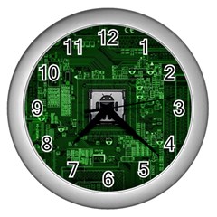 Technology Computer Chip Electronics Industry Circuit Board Wall Clock (silver) by Bakwanart