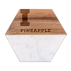 I Love Pineapple Marble Wood Coaster (hexagon) 