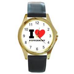 I Love Peppermint Round Gold Metal Watch by ilovewhateva