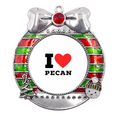 I Love Pecan Metal X mas Ribbon With Red Crystal Round Ornament by ilovewhateva