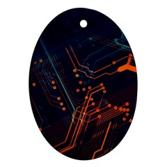 Abstract Colorful Circuit Oval Ornament (two Sides) by Bakwanart