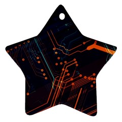 Abstract Colorful Circuit Star Ornament (two Sides) by Bakwanart