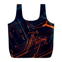 Abstract Colorful Circuit Full Print Recycle Bag (l) by Bakwanart