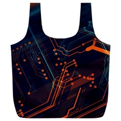 Abstract Colorful Circuit Full Print Recycle Bag (xxl) by Bakwanart